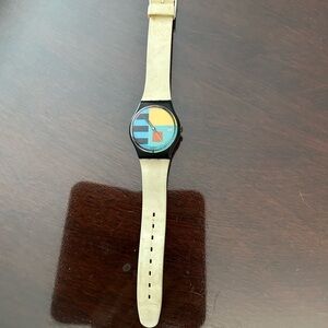 Vintage Swatch “Needles” 1988 Black with Colorful Geometric Dial watch